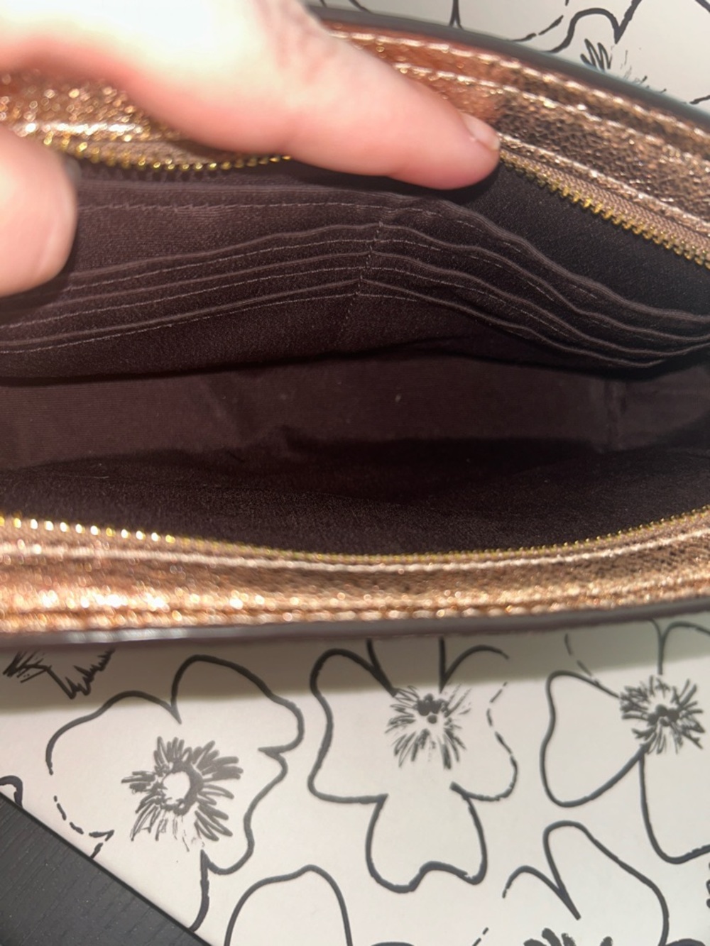 Coach Flap Clutch in Rose Gold Crinkle
Metallic Glitter wristlet/clutch - Picture 8 of 13
